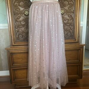 ✨ Blush Pink Tulle Star Skirt Silver Glitter Celestial Boho Large NWT